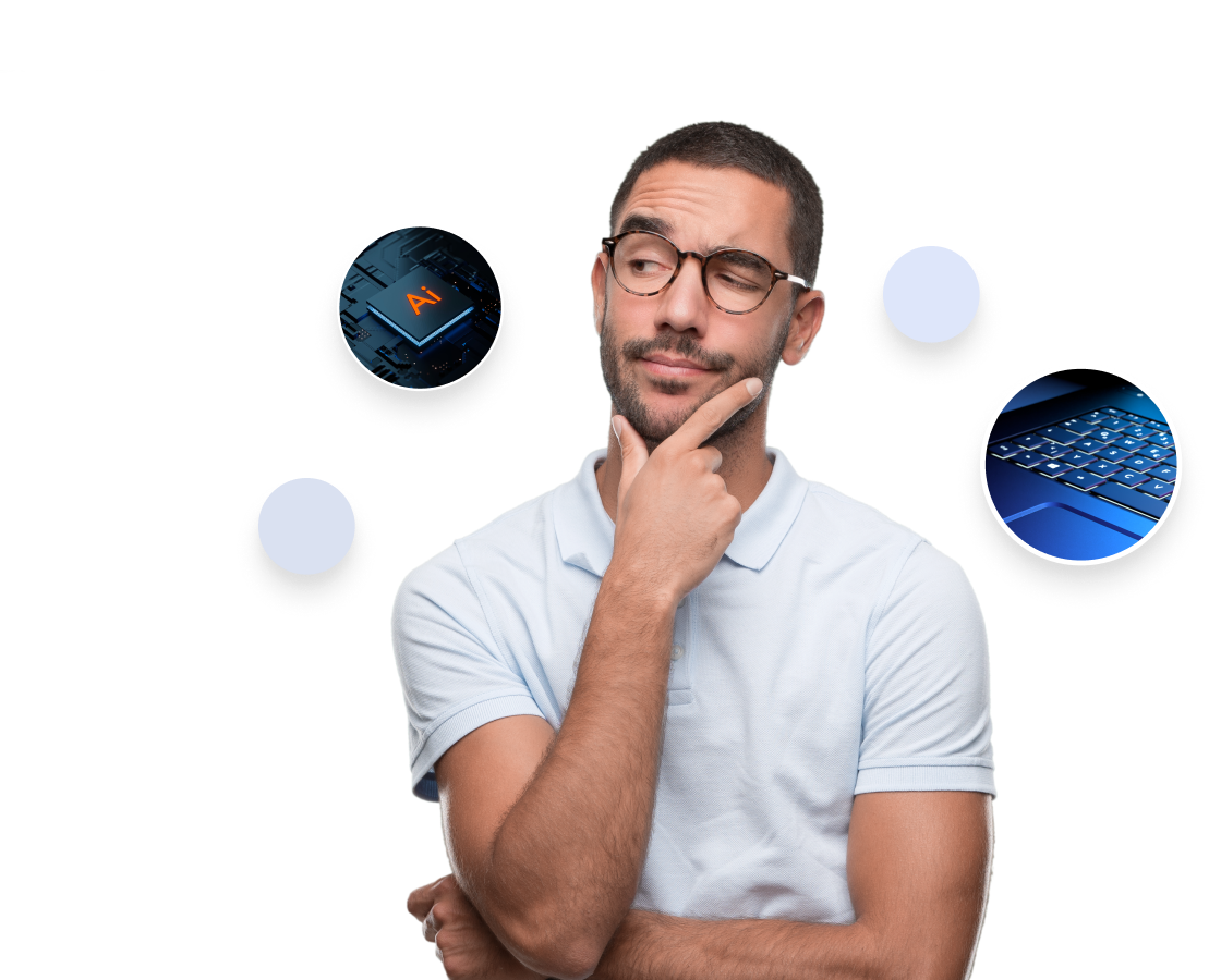 Ososba myśląca nad technologią